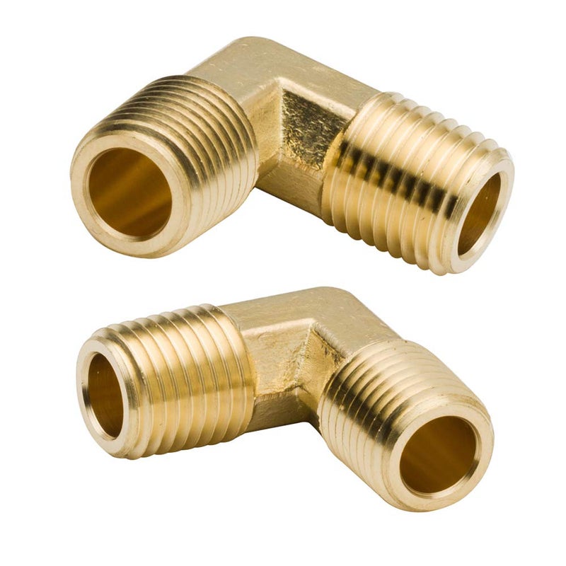 Legines 90-Degree Male Elbow Fitting, Forged Brass 90 Degree Right Angle Ell, 1/4" NPT Male x 1/4" NPT Male, Pack of 2 - Image 1
